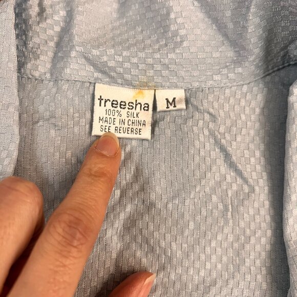 NEW Treesha Silk Sleep Shirt Blue Loungewear Sz M - Picture 9 of 12